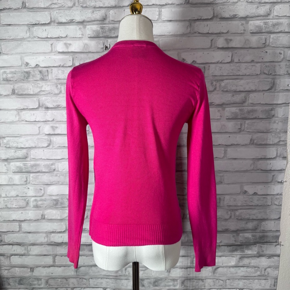 Beverly Hills Princess Pink Flower Buttons Sweater Cardigan - Picture 4 of 12